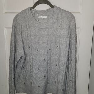 JohnPaulRichard Light Gray Sweater with Stud Details